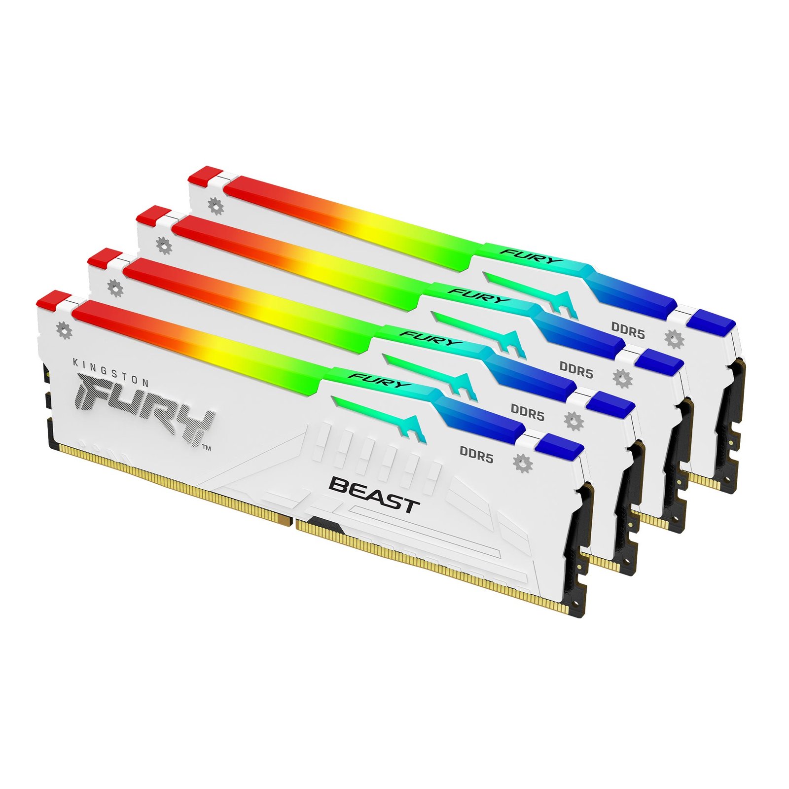 Kingston Technology FURY Beast 128GB 5600MT/s DDR5 CL40 DIMM (Kit of 4) White RGB XMP KF556C40BWAK4-128