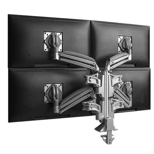 Chief KX Low-Profile Quad Monitor Arms, Column Desk Mount, Silver KXC420S