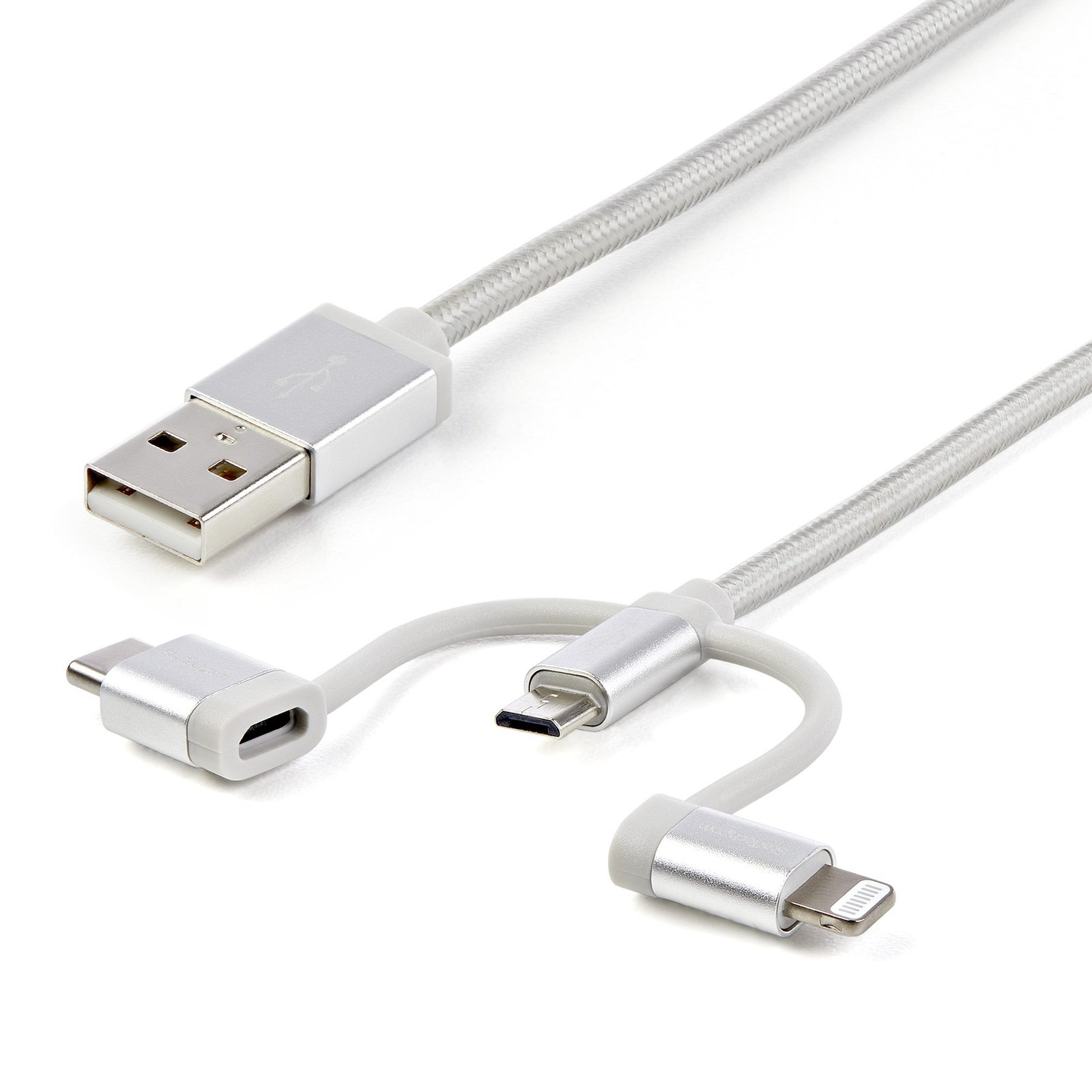 StarTech.com 6ft (1.8m) USB Multi-Charging Cable, USB-A to Lightning/USB-C/Micro-USB, Apple MFi LTCUB6GR