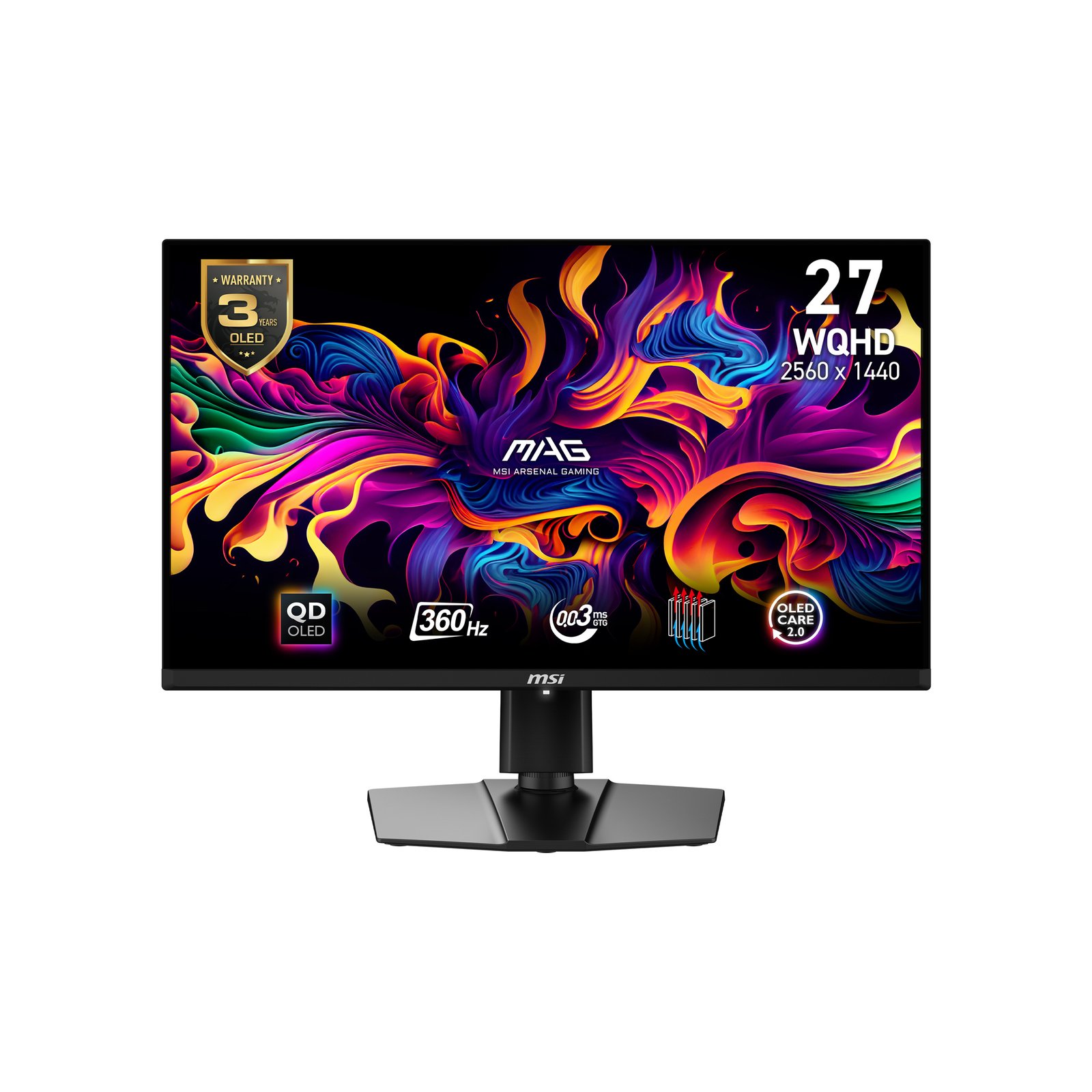 MSI MAG 271QPX QD-OLED computer monitor 67.3 cm (26.5") 2560 x 1440 pixels Wide Quad HD Black MAG271QPXQDOLED