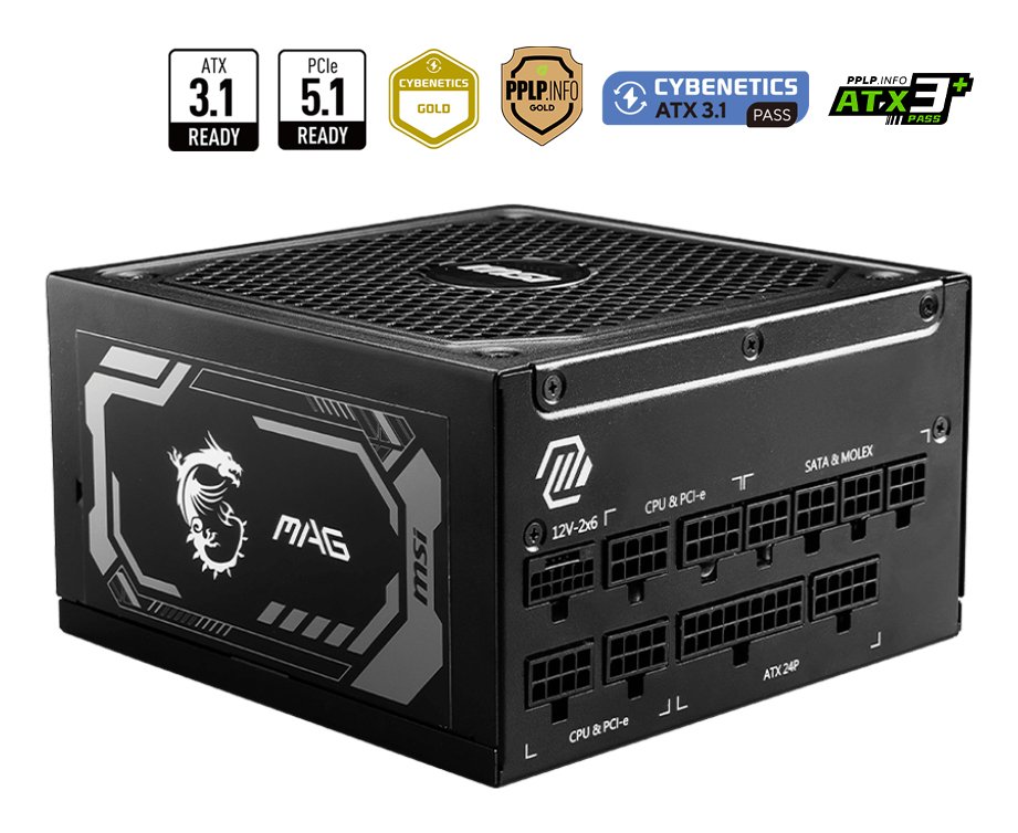 MSI MAG A1250GL PCIE5 power supply unit 1250 W 24-pin ATX Black MAGA1250GLPCIE5