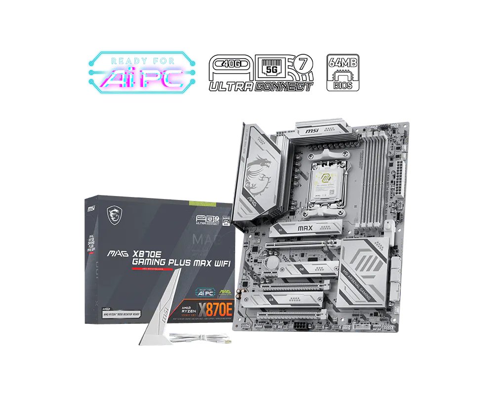 MSI MAG X870E GAMING PLUS MAX WIFI motherboard AMD Socket AM5 ATX MAGX870EGPMW