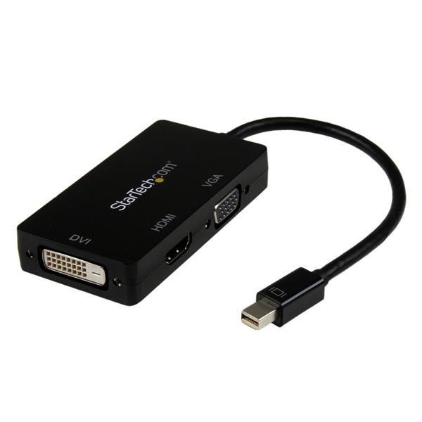 StarTech.com Travel A/V Adapter: 3-in-1 Mini DisplayPort to VGA DVI or HDMI Converter MDP2VGDVHD